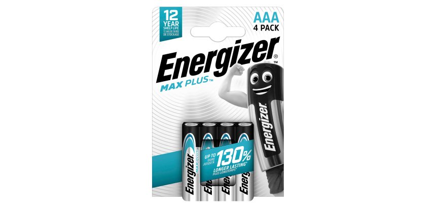 Energizer Alkaline Batteries Max Plus AAA LR03 1200 mAh 1.5 V Pack of 4