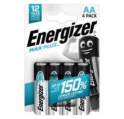 Energizer Alkaline Batteries Max Plus AA LR6 2550 mAh 1.5V Pack of 4