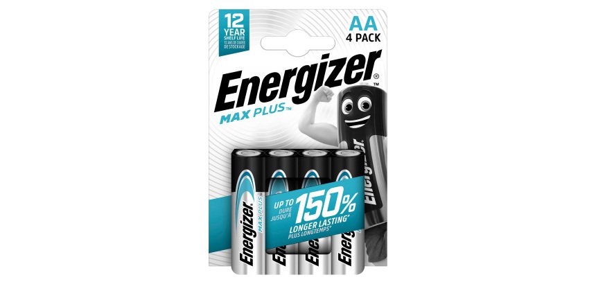 Energizer Alkaline Batteries Max Plus AA LR6 2550 mAh 1.5V Pack of 4