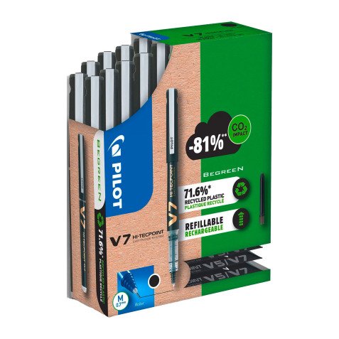 Pack de 10 bolígrafos Pilot Hi-Tecpoint V7 + 30 recargas, 15 gratis