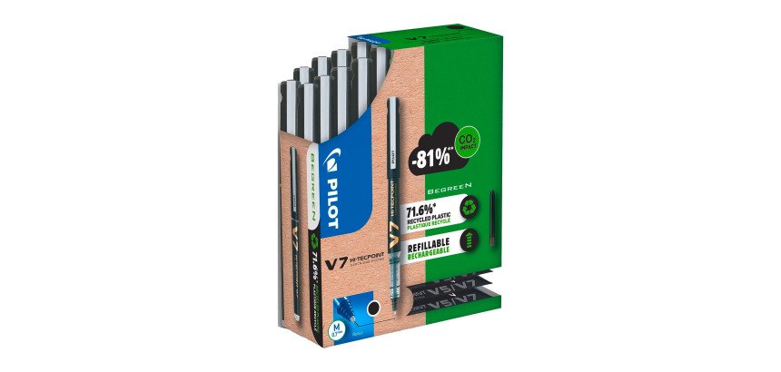 Pack de 10 stylos Pilot Hi-Tecpoint V7 + 30 recharges dont 15 offertes