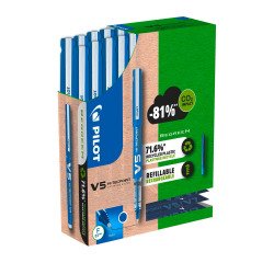 Pack of 10 Pilot Hi-Tecpoint V5 pens + 30 refills with 15 for free