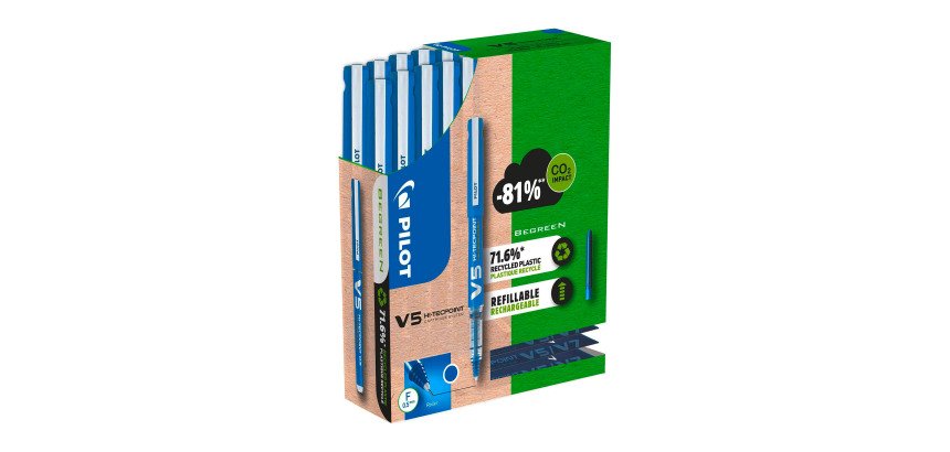 Pack mit 10 Pilot Hi-Tecpoint V5 Stiften + 30 Nachfüllungen, davon 15 gratis