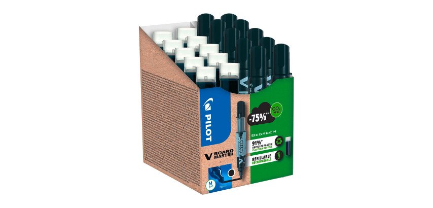 Pack of 10 Pilot V-Board Master erasable markers + 10 refills including 5 offered