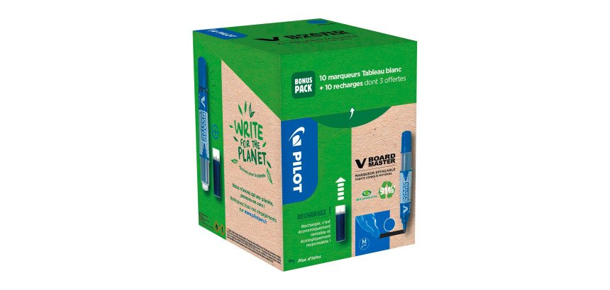 Pack de 10 Rotulador permanentees borrables V-Board Master Pilot + 10 recargas, 5 gratis