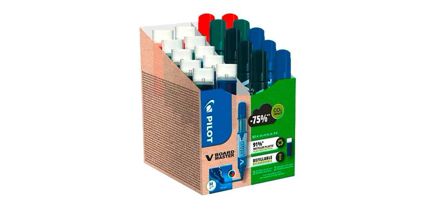 Pack of 10 Pilot V-Board Master erasable markers + 10 refills including 5 offered