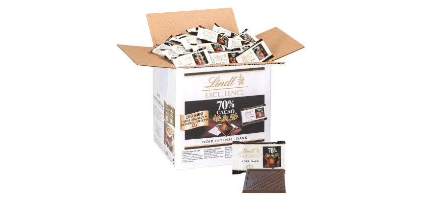 Carrés chocolat noir excellence  Lindt - Carton de 200
