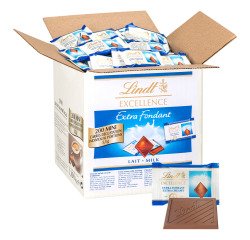 Carrés chocolat lait Excellence Extra-fondant Lindt - Carton de 1,1 kg - 200 pièces