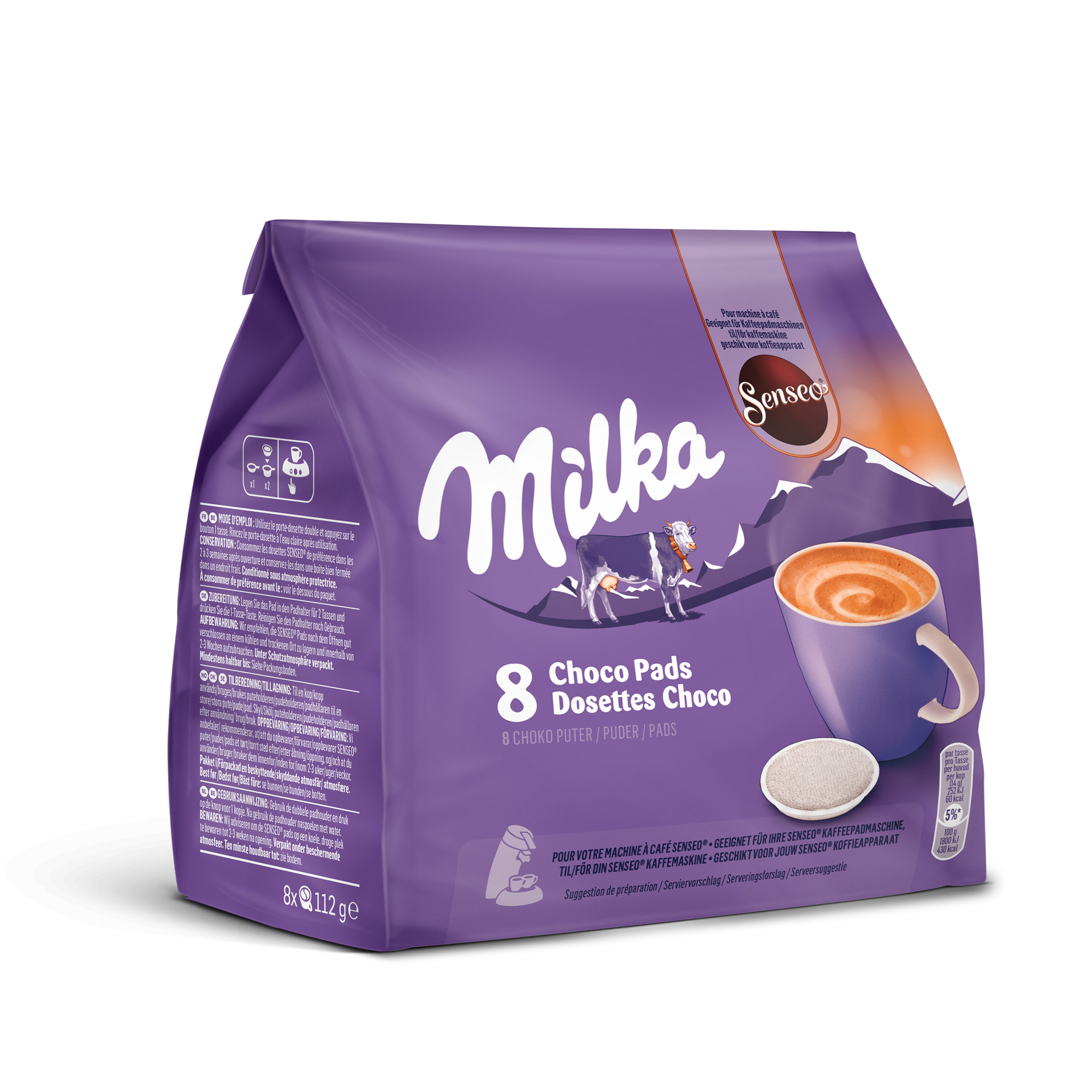Dosettes de chocolat Senseo Milka - Paquet de 8 sur