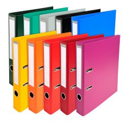 Plastic-coated lever arch file Exacompta A4 - Back 5 spine assorted bright colors