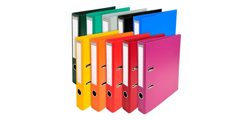 Classeur à levier plastifié Exacompta A4 - Dos 5 cm couleurs assorties vives