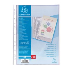 Fundas multitaladro Exacompta en polipropileno liso 6/100 - A4 Caja de 100