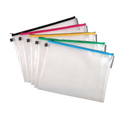Storage pouches with zipper closure A3 Exacompta assorted colors