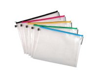 Storage pouches with zipper closure A3 Exacompta assorted colors