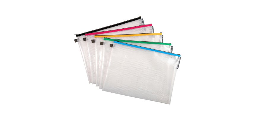 Pochettes de rangement à fermeture éclair A3 Exacompta couleurs assorties