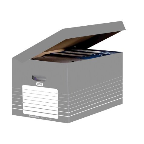 Caisse archive carton Elba - H 45 x L 34,5 x P 28 cm - Recyclable- Grise