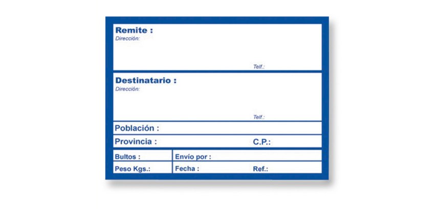 Rollo de 200 Etiquetas 'Envío' 82X109.