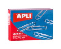 Clips Niquelados nº3 40 mm Apli Caja de 100