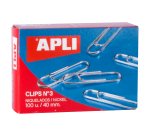 Clips Niquelados nº3 40 mm Apli Caja de 100