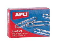 Clips Niquelados nº2 32 mm Apli Caja de 100