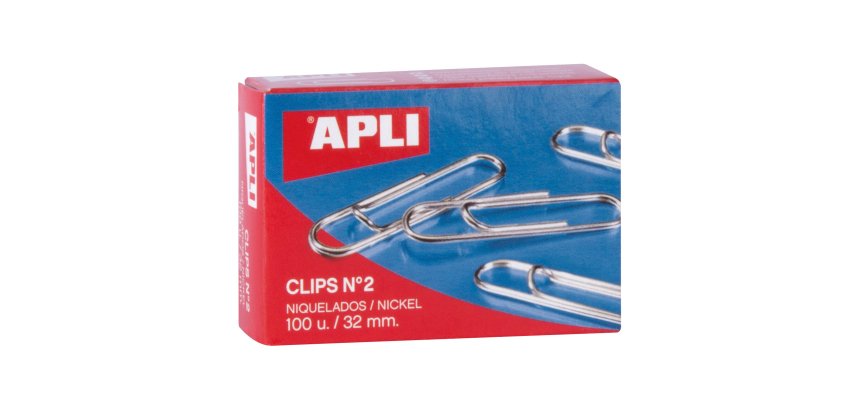 Clips Niquelados nº2 32 mm Apli Caja de 100