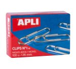 Clips Niquelados nº1 26 mm Apli Caja de 100