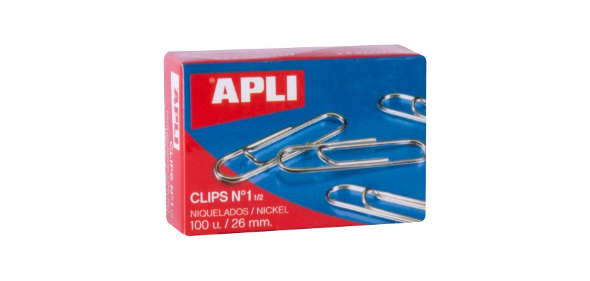 Clips Niquelados nº1 26 mm Apli Caja de 100
