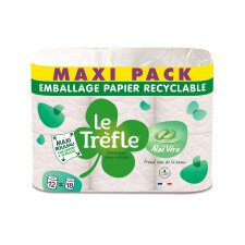 Papier toilette triple épaisseur Le Trèfle Douceur Aloe Vera - 24 = 36 rouleaux de 180 feuilles