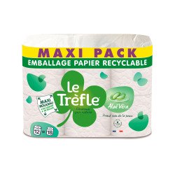 Papier toilette triple épaisseur Le Trèfle Douceur Aloe Vera - 24 = 36 rouleaux de 180 feuilles