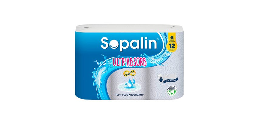 Essuie-tout Ultr'Absorb Sopalin - Paquet de 6 rouleaux = 12