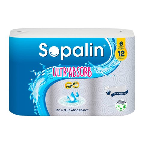 Papel de cocina Ultr'Absorb Sopalin - Paquete de 6 rollos