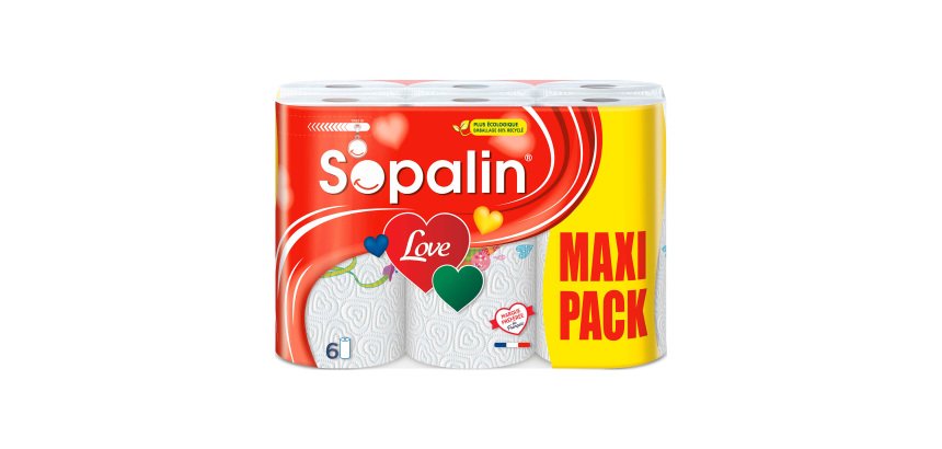 Essuie-tout Sopalin Love - Paquet de 6 rouleaux