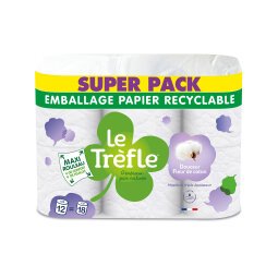 Toiletpapier 3 lagen Le Trèfle Zacht Katoenbloesem - 24 rollen