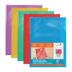 L-mapje plastic Oxford A4 PVC 15/100e assortiment transparante kleuren - zakje van 10