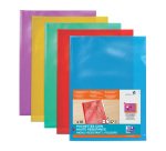 Chemise coin plastique Oxford A4 PVC 15/100e transparente - couleurs assorties - sachet de 10