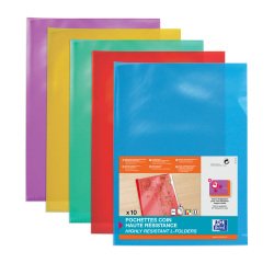 Plastic Corner Shirt Oxford A4 PVC 15/100th transparent - assorted colors - pack of 10