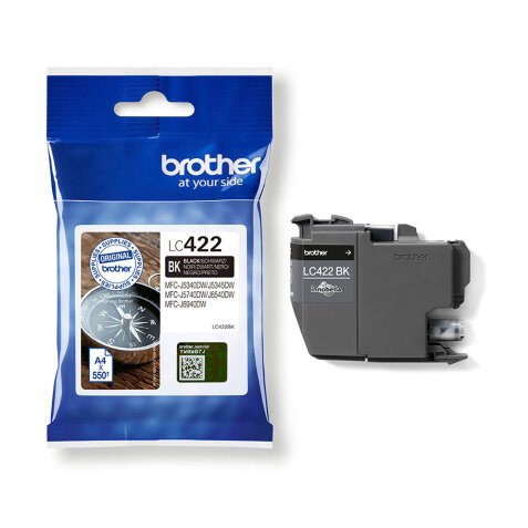 Cartridge Brother LC422 zwart voor inkjetprinter