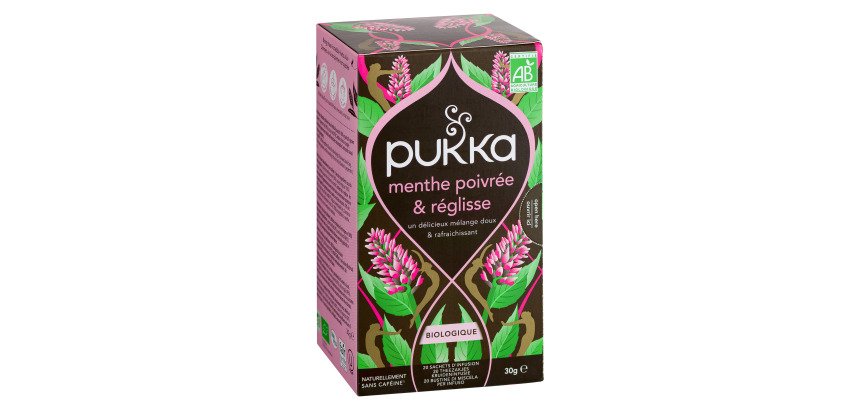 Infusion menthe poivrée et réglisse Bio Pukka - Boîte de 20 sachets