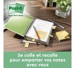 Pack 12 blocs z-notes jaunes recyclées Post-It 76 x 76 mm + distributeur offert