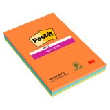 Notes lignées repositionnables Boost Super Sticky Post-it 101 x 152 mm assortis - bloc de 45 feuilles