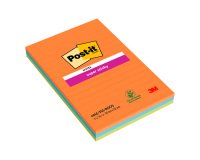 Notes lignées repositionnables Boost Super Sticky Post-it 101 x 152 mm assortis - bloc de 45 feuilles