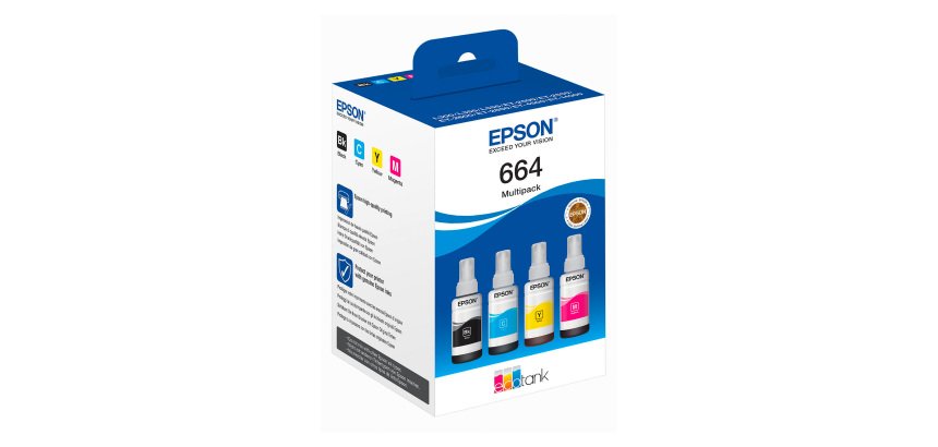 Pack 4 bouteilles encre couleurs 664 EPSON ecotank