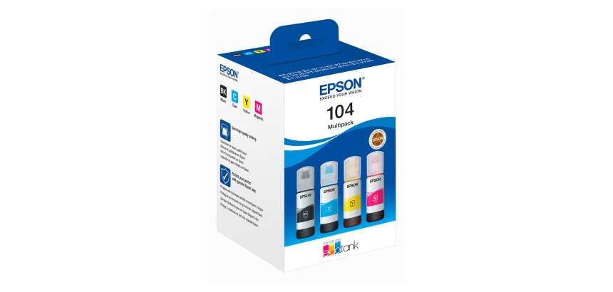 Pack 4 bouteilles encre couleurs 104 EPSON ecotank