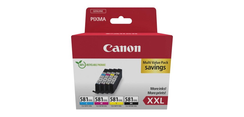 Canon Pack CLI 581 XXL Hochleistungstintenpatrone 4 Farben für Tintenstrahldrucker