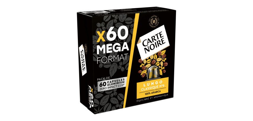 Kaffeekapseln Carte Noire Lungo Klassik N° 6 - Packung mit 60