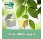 Z-notes repositionnables recyclées couleur nature Post-it 76 x 76 mm - bloc de 100 feuilles = 1 stylo Bic 4 couleurs offert pour l'achat de 16 notes