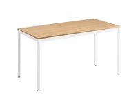 Table multi-usages chêne clair L 140 x P 70 cm - Éco - piètement blanc