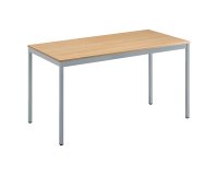 Multifunctional desk eco light oak 140 x 70 cm aluminum undercarriage
