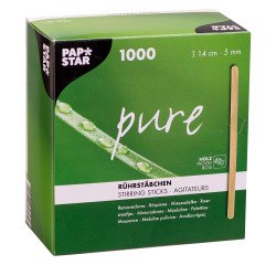 Agitateurs en bois, longueur 140 mm - Boite de 1000