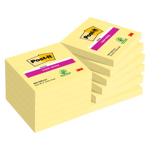 Notes repositionnables jaunes Super Sticky Post-It - bloc de 90 feuilles